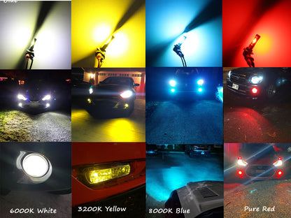 🚗 6-in-1 Multi-Color LED Car Headlight with Flasher – Stylish, Safe & Brightest