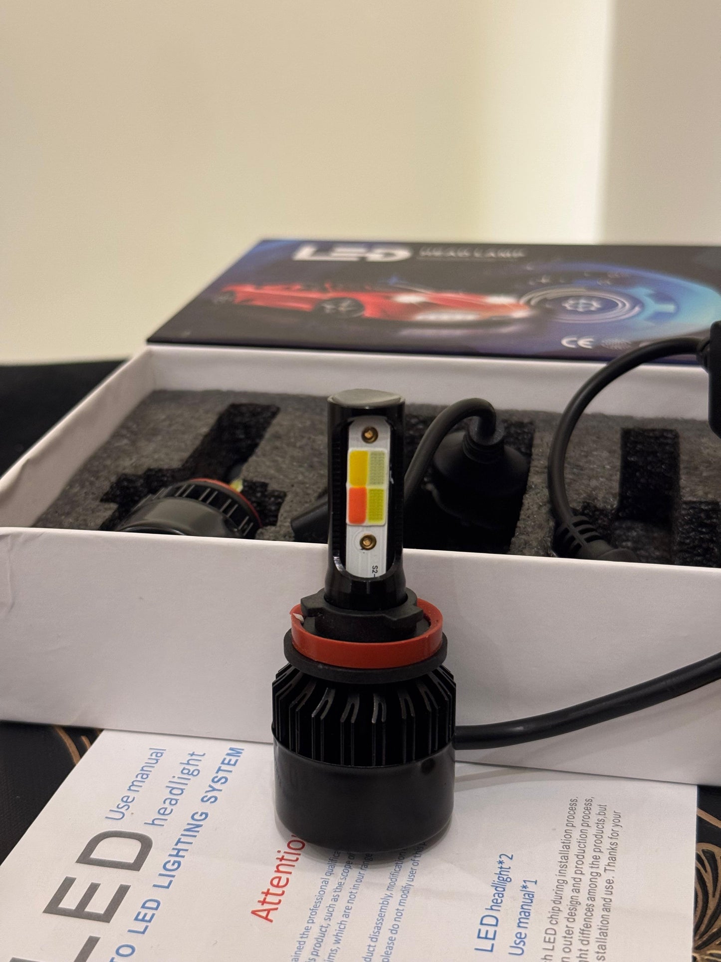 🚗 6-in-1 Multi-Color LED Car Headlight with Flasher – Stylish, Safe & Brightest